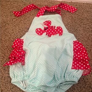 Ricrac and ruffles Red white and blue Polka Dot Lobster bubble